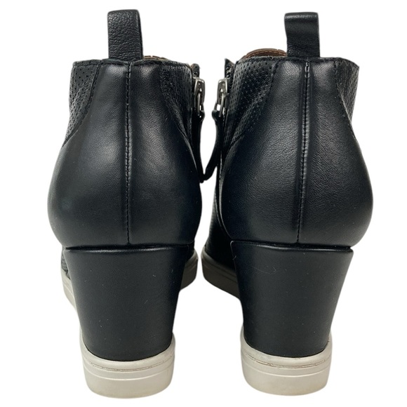 Linea Paolo Felicia Black Perforated Leather Wedge Sneaker, Size 8 - Picture 8 of 15